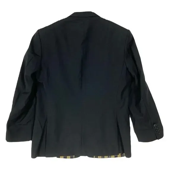 Nwot ALEXANDRE SAVILE ROW Blazer Mens 44R Black Wool Striped-Lining Double-Brstd
